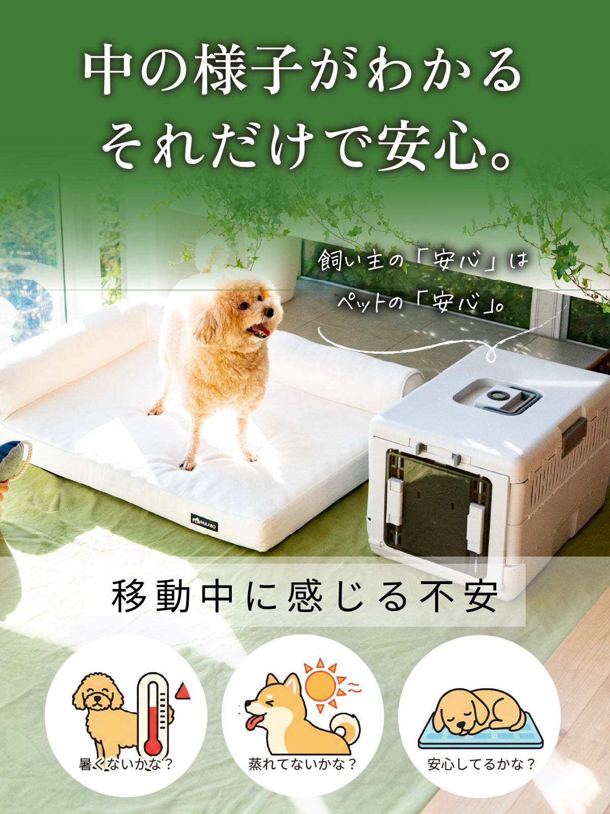 温湿度計付き 折り畳みドッグキャリー