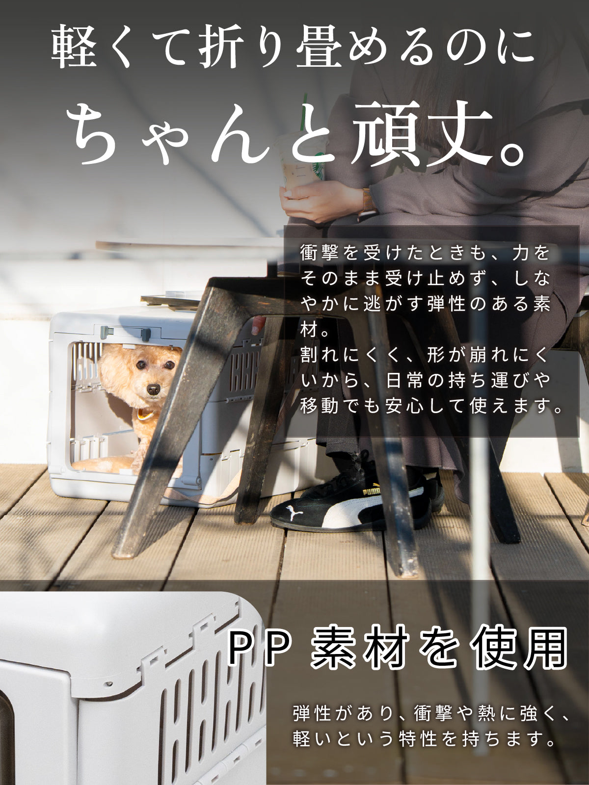 温湿度計付き 折り畳みドッグキャリー